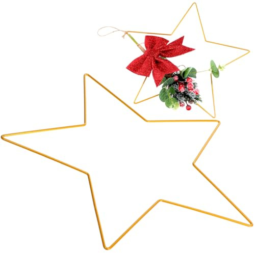 WINOMO Corona de metal con forma de estrella, Adornos de Navidad, Acción de Gracias, Año Nuevo, día festivo, 30 cm x 4 mm
