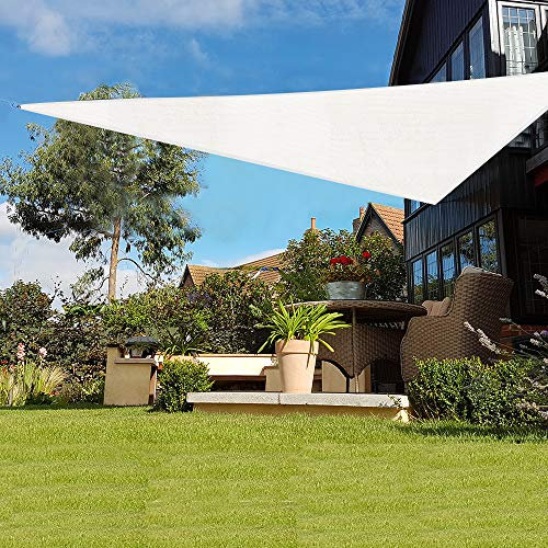 Green Bay White Sun Shade Sail HDPE Breathable UV Block Garden Patio Party Sunscreen Awning Canopy Triangle 4x4x4m