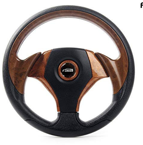 YGLONG Volante Desplazado Dirección 13inch 330MM PVC Deriva de competición del Deporte de la Rueda Auto Universal Placa Plana de dirección de Rueda de Coche Accesorios Interior 79 (Color : Walnut)