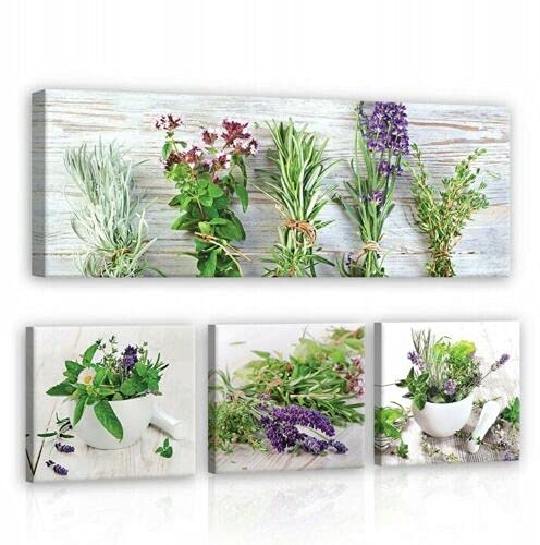 WallArena Leinwand Bilder 80x55 cm | Küche Gewürz Kräuter Essen Esszimmer, Leinwandbilder, Bild auf leinwand, Format: 80x55 cm (BxH) - einteilig auf