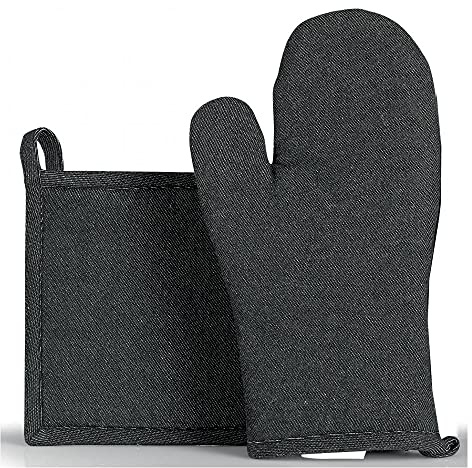 Guanto da cucina e Presina Davis Nero 15x30 cm Winkler