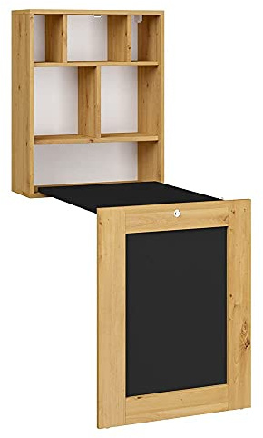 BIM Furniture Details zu Schreibtisch klappbar, hängend TILT Computertisch Wandtisch Klapptisch Haushaltsbüro (Artisan Eiche/Schwarze Matte)