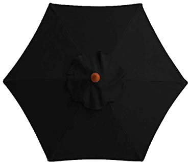 2/2.7/3m 6/8 Arms Replacement Parasol Cover, Garden Umbrella Fabric Canopy Cover,Waterproof for Garden Parasol Replacement Cover,for Patio Yard Beach Pool Market Table Pa(Size:3m/8 Ribs,Color:Black)