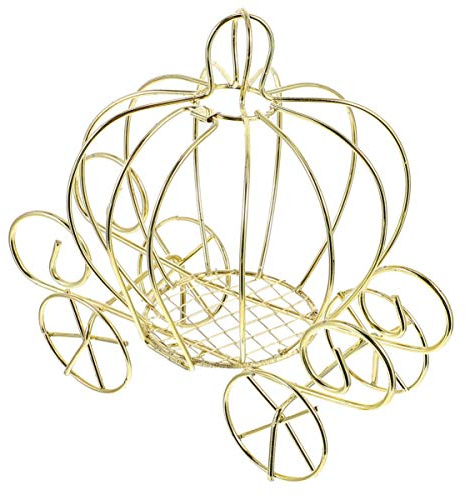 Sewroro Kürbiswagen Candy Box Kürbiscark Metall Candy Box Dekoratives Kutschen Herzstück Gold Draht Figur Orament