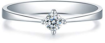 Trauringe Platin, Verlobungsringe Silber H 0.1ct SI Diamant Runden Eheringe Hochzeit Geschenke für Frauen Größe 50 (15.9)