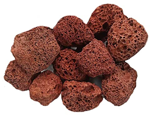 Tfwadmx 10 Pack Aquarium Red Lava Rock Fish Tank Volcanic Pumice Stones for Shrimp Betta(1.18''-1.96'')
