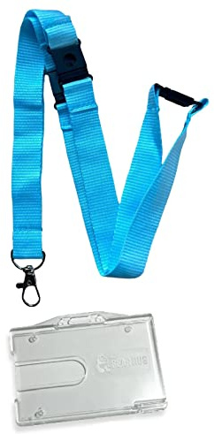 PAC Supplies Global Buntes 20 mm breites Schlüsselband mit 3-Punkt-Sicherheitsverschluss und Bärenumarmung, biologisch abbaubar, doppelt, durchsichtig, hellblau