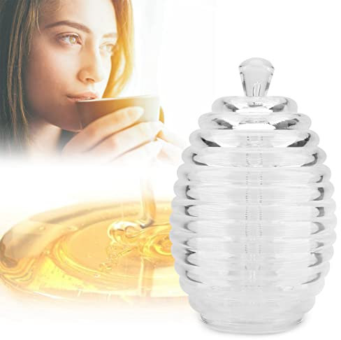 ANKROYU 265 Ml Transparenter Honigspender Mit Tropfstab, Einzigartiger Honigtopf in Bienenstockform, Honigbienentopf aus Glas, Honigglas Für Die Aufbewahrung Und Abgabe von Honig in Der Küche zu Haus