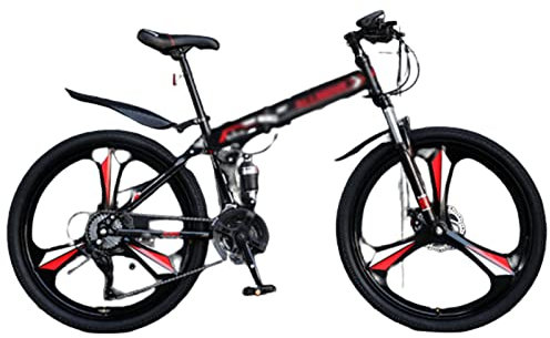 CASEGO Mountainbike klappbar, Griff mit einem Wort, Rahmen aus Karbonstahl, doppelte Scheibenbremse, variable Geschwindigkeit, Bodenfahrrad, Unisex (C 27,5 Zoll)