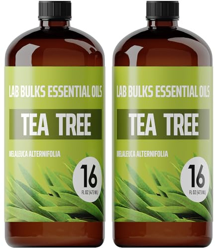 Lab Bulks Essential Oil Aceite esencial de árbol de té de 16 onzas (paquete de 2) – Aceite de árbol de té de aromaterapia a granel para difusor, fabricación de jabón, hogar, velas