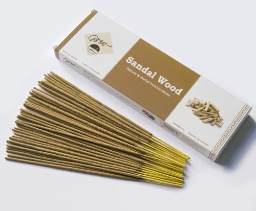 Giftbrit Sandelholz Natürliche & Kräuter Räucherstäbchen, 100 Stück, mit Räucherhalter für Meditation, Yoga, Kirche, Entspannung, Heilung und Positivität