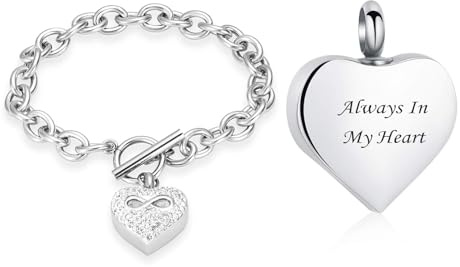 memorial jewelry Bracelet funéraire en forme de cœur infini pour cendres – Bracelets urne en acier inoxydable pour cendres d'animaux de compagnie/humains – Souvenir commémoratif pour cendres