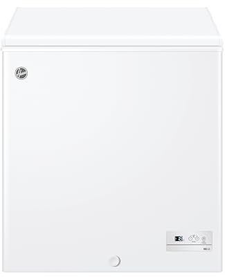 Hoover Freestanding Chest Freezer, 137L Capacity, E Class, Super Freezing Function, Suitable for Outbuildings and Garages, Integrated Handle, White, 69.5x55.5x84.5 cm - HHCH 142 ELK