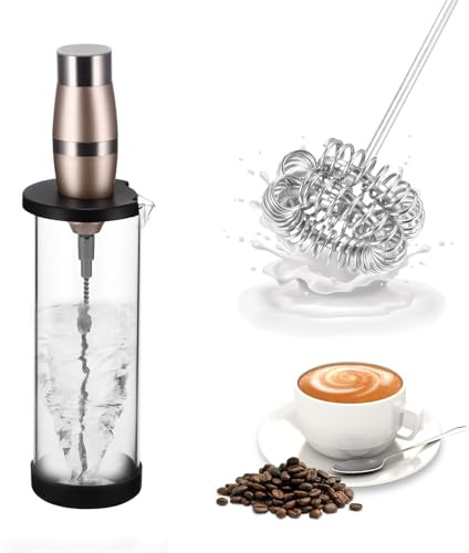 Espumador de leche eléctrico USB recargable, batidor de espuma Milk Frother con vaso graduado para café, Matcha, Latte, Cappuccino