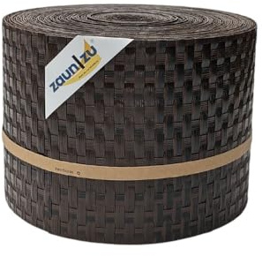 zaun|zu® Rattan 26 Meter Rolle 19cm hoch | Sichtschutzstreifen PE für Doppelstabmatten UV-beständiger Sichtschutz | Zaunblende Made in Germany | Robustes Design Schwarzbraun 26m