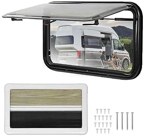 Miuxe Wohnmobilfenster Mit Sichtschutz Und Sonnenblende Ersatz Für Wohnwagen Wohnmobil Anhänger Externes Schiebefenster RV Ausstiegsfenster Lüftungsluke Umbausatz