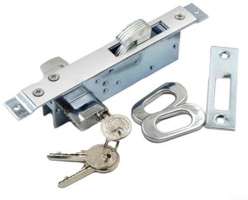 Cerradura de gancho para puerta corrediza, cerradura de seguridad invisible de aleación de zinc con llaves para puertas correderas de cocina, balcón, 35-55 mm de ancho