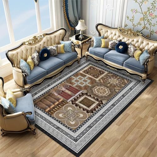Kunsen 120X160CM Teppich Groß Geeignet für Retro-Stil und hochwertige Hotelteppiche Bettumrandung Mehrfarbig Haus Dekoration Mädchen Jugendzimmer