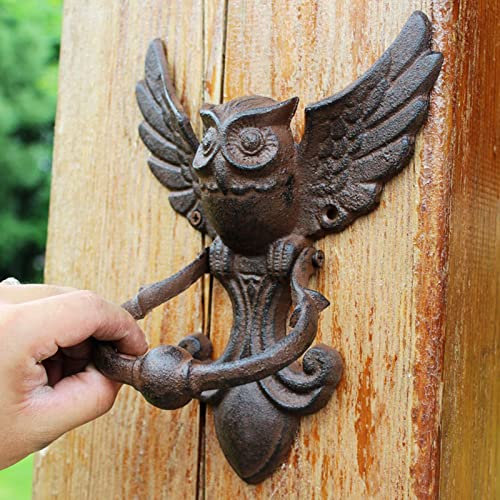 Türklopfer, Eulen-Türklopfer, Klassische Vintage-Türklopfer, brauner Eulen-Türgriff mit großem Ring, für Haustüren, Gartenfront, Bauernhof, amerikanischer Stil