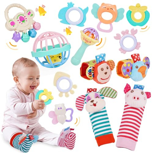Wootoyz Hochet Bebe 0-12 Mois, Jouet Bebe 0 3 6 9 Mois Jeux Bebe 1 An Jouet Dentition Bébé Cadeau 0-12 Mois Fille Garçon Cadeau Bebe 1 An Jeux Montessori 0-12 Mois Jeux Eveil Bebe 0-12 Mois Jouet