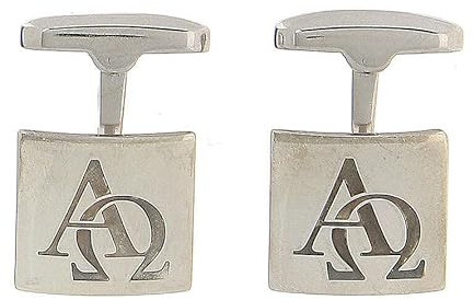 HOLYART viereckige Manschettenknöpfe aus Silber 925 mit Alpha und Omega