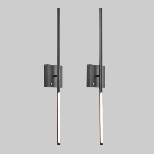 Jadssox Kabellose Wandleuchten, Schwarze LED-Wandleuchte, 2er-Set, wiederaufladbare USB-Wandleuchten mit Touch-Schalter, Helligkeit einstellbar, 31,5-Zoll-Wandleuchte, Waschtischleuchte
