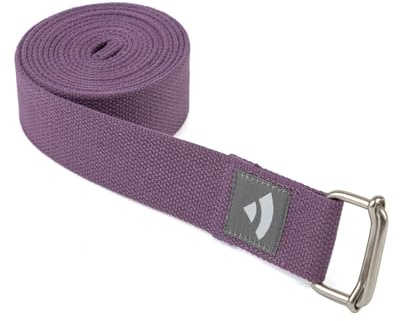 Bodhi ASANA Belt | Yogagurt aus 100% Baumwolle | Praktisches Yoga-Zubehör zur Dehnung | Yoga-Gurt mit Schiebeschnalle aus Metall | Anfänger & Fortgeschrittene | 250 x 3,8 cm | violett
