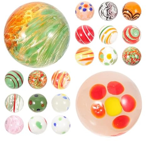 BESTonZON Glass Marbles 20 Pack 0.63 Inch Assorted Coloured Vase Fillers for Fish Tank Decoration Kids Games Crafts and Floral Arrangements