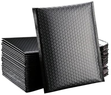 Luftpolster-Versandtaschen, groß, selbstklebend, für Geschenke, Verpackung, Versandtaschen für Bücher, Schwarz, 20 x 25 cm, 10 Stück