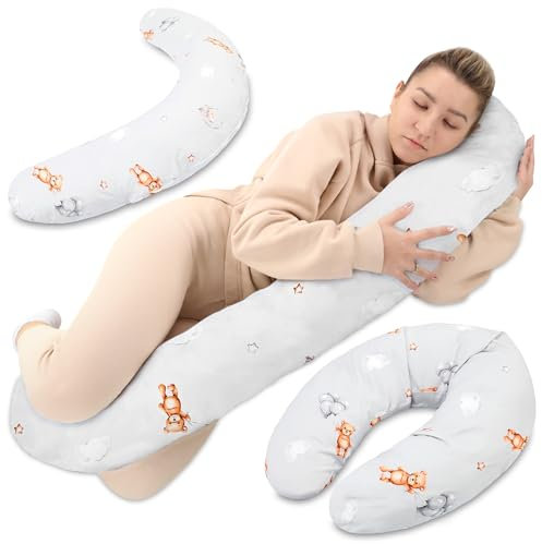 Totsy Baby Cojin Lactancia y Embarazo 190cm – Almohada para Dormir de Lado Descanso y relajación Ideal para futuras mamás Forma en C Oeko-Tex