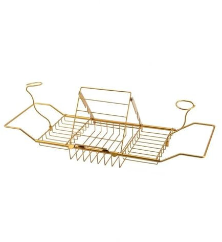 GEUGDKSZP Badewannentablett Badewannenablage, Badewannenablage, leicht zu reinigender Badewannen-Caddy, Badewannenablage, Badezimmerzubehör, Badewannenablage FüR Badezimmer(Gold)