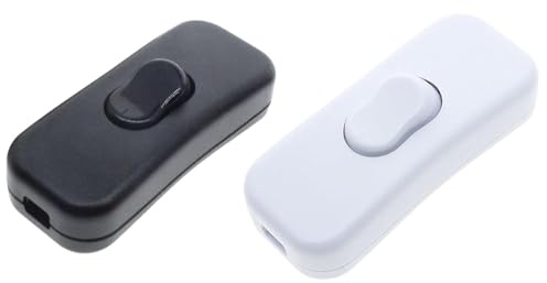 Kippschalter 230v,Schnurzwischenschalter,Kabelschalter,ein aus Schalter 230v,Stromschalter,Lampenschalter Lampe,Adrig Lichtschalter Steckdose,Lampenkabel Schnurschalter,Switch (1Schwarz+1Weiß)