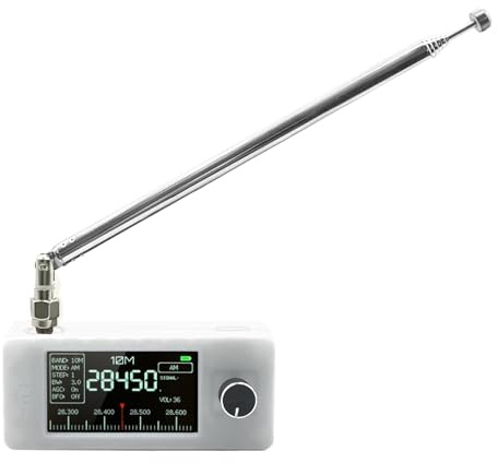 Cloudpower SI4732 Taschenradio, 0.5-108MHz Tragbarer Empfänger 1,9 IPS Farbdisplay AM FM LSB USB, 800MAh Akku Kleines Radio für Zuhause oder unterwegs(White-Pull Rod)