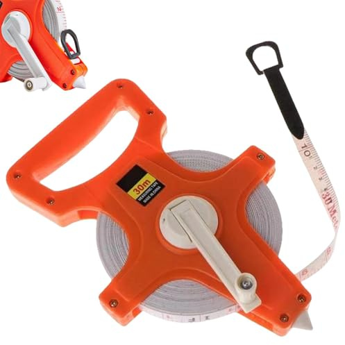 Ruban de mesure long - 30 m de bobine en fibre de verre, règle métrique impériale | Ligne de distance de service lourd, outil de suivi de précision pour événements sur le terrain d'athlétisme