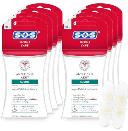 SOS Anti Pickel Patches (8x 30 Stück) - gegen Pickel & Akne - fördert Heilung, schützt Haut, diskret & wasserdicht, mit Hydrokolloid-Technologie – Anti Pickel Patches - für Tag und Nacht - latexfrei