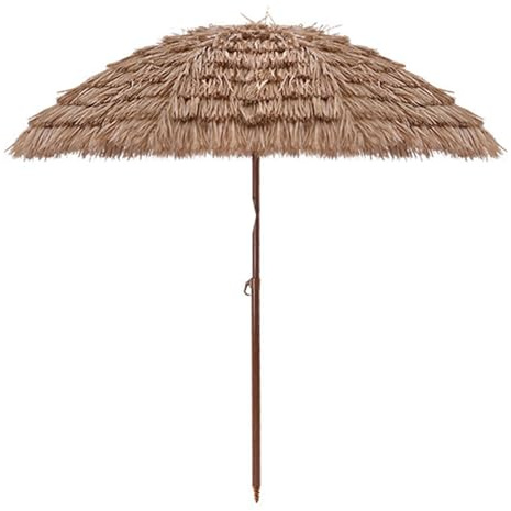 Ombrellone da spiaggia regolabile da 2,4 m, con 8 stecche, perfetto per giardino, piscina e esterni, copertura in paglia per la massima protezione dai raggi UV
