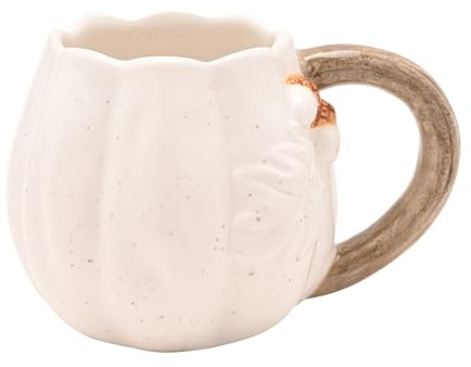 Country Living Tasse en forme de citrouille – Tasse en céramique d'automne avec poignée en bois – Ustensiles de cuisine d'automne saisonniers – Cadeau de récolte confortable
