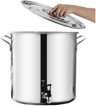 Hervidor de cerveza casera de acero inoxidable, olla con boquilla y tapa para uso doméstico y exterior