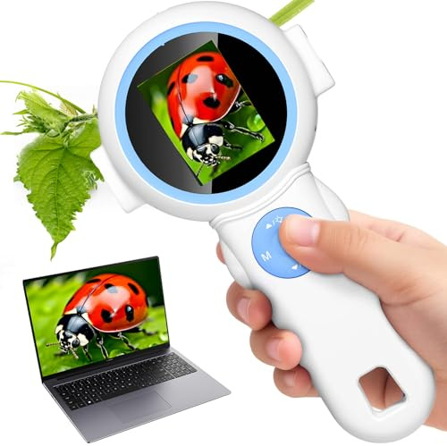 Daxiongmao Microscope for Kids, Kids Miniscope, Mini Digital Microscope Educational Science Toys, Christmas Birthday Gifts for Age 3 4 5 6 7 8 Girls & Boys
