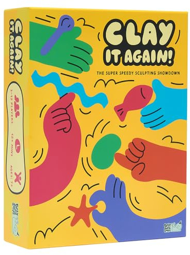 Clay It Again: The Hilarious Dough Sculpting Party Game | Quick to Learn, Fast-Paced Fun for Kids, Teens & Adults | Includes 6 Pots of Modelling Dough