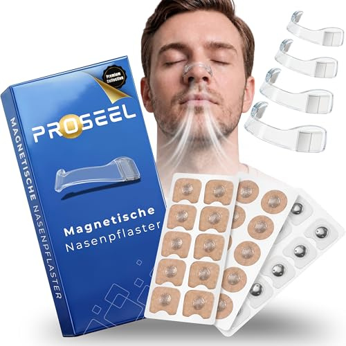 Proseel® Nasenpflaster Magnet – Magnetischer Nasenspreizer für besseres Atmen Tag & Nacht | Anti Schnarch Nasenstrips mit 3 Patch-Arten | Schnarchstopper 4 Größen |15-Tage-Set (Transparent)