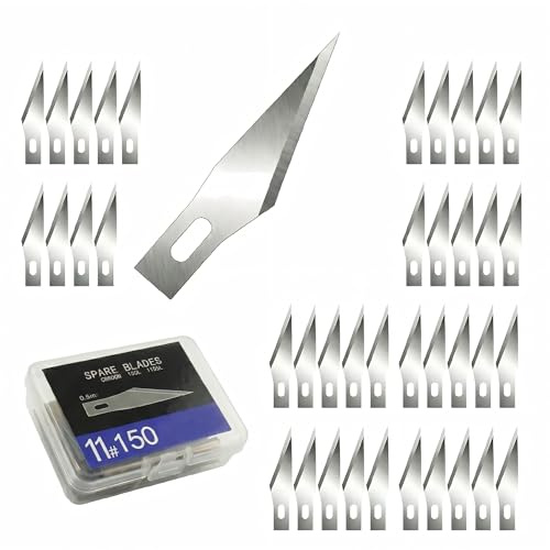 150 Pcs Exacto Knife Blades, #11 SK-5 High Carbon Steel Craft Blades | Precise Smooth Cutting, Anti-Rust Lubricated, Easy-Swap For Art DIY Projects, Foam Board Leather Cloth Cutting