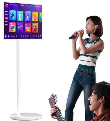 Sunseota Portable TV On Wheels, Rolling TV 21.5/24/27/32 Portable Touch Screen Tvs with Rolling Stand Powered Tv Android 113, Touch Screen Portable Monitor 24in-8G+128G