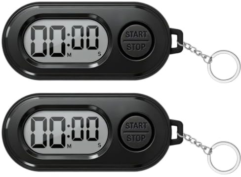2PCS Stopwatch Keychain Digital Timer,Mini Digital Stopwatch,Keychains Stop Watch,D-igital Pocket Watch,Black Mini Countdown Timing,Compact And Portable Design,LCD Screen,For Kitchen Outdoor Sport