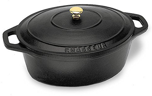 Paderno World Cuisine Chasseur Cocotte Ovale en Fonte Noir 31 cm 4,8 l