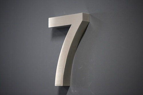 Hausnummer Premium Edelstahl in 3D Design Arial ALLE ZAHLEN H20cmxT3cm V2A TOP (Arial 20cmx3cm Nr.7)