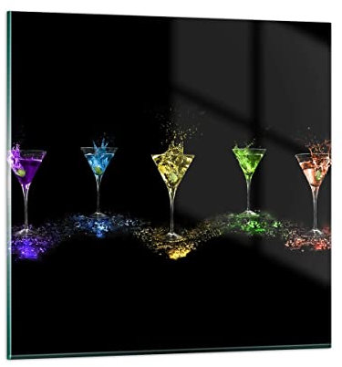 Quadro su Vetro Cocktail bevande alcol vetro Stampe da Parete in Vetro 30x30cm Quadri Moderni Soggiorno Camera da Letto Cucina 1 pezzo Piccoli Decorazione Murale Wall Art Immagini GAC30x30-0442
