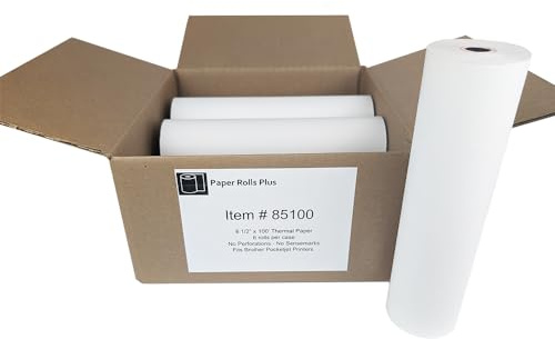 8 1/2 x 100' Brother Thermal Paper - Fits: PocketJet 6, 7, 8 Series Printers - 6 Rolls/Case