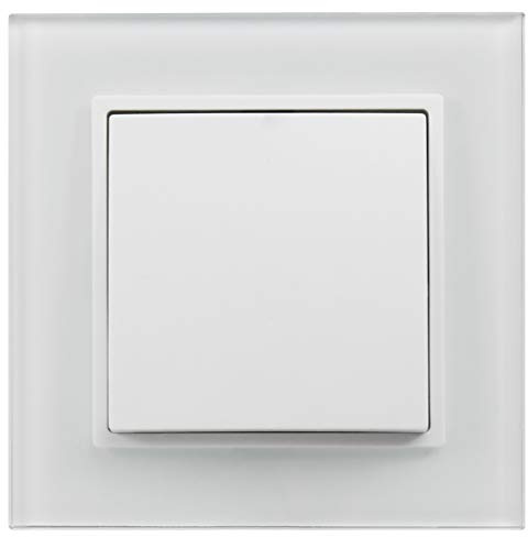 McPower Wechselschalter Flair Weiß | Unterputz | 250V~/10A | Inkl. Glasrahmen | Moderner Design-Schalter | Einfache Montage | Hohe Verarbeitungsqualität