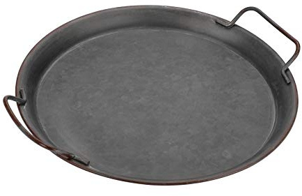 SUMTREE Dekoratives Metall-Tablett im Industrielandhaus-Stil, rund, mit Griffen, verzinktes Serviertablett, 30 cm
